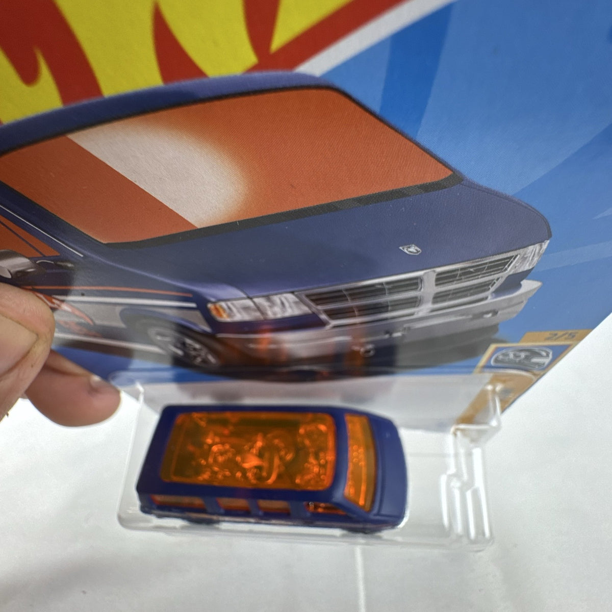 Hot Wheels 1:64 scale diecast Dodge Van in blue HW 55th Race Team anniversary livery.