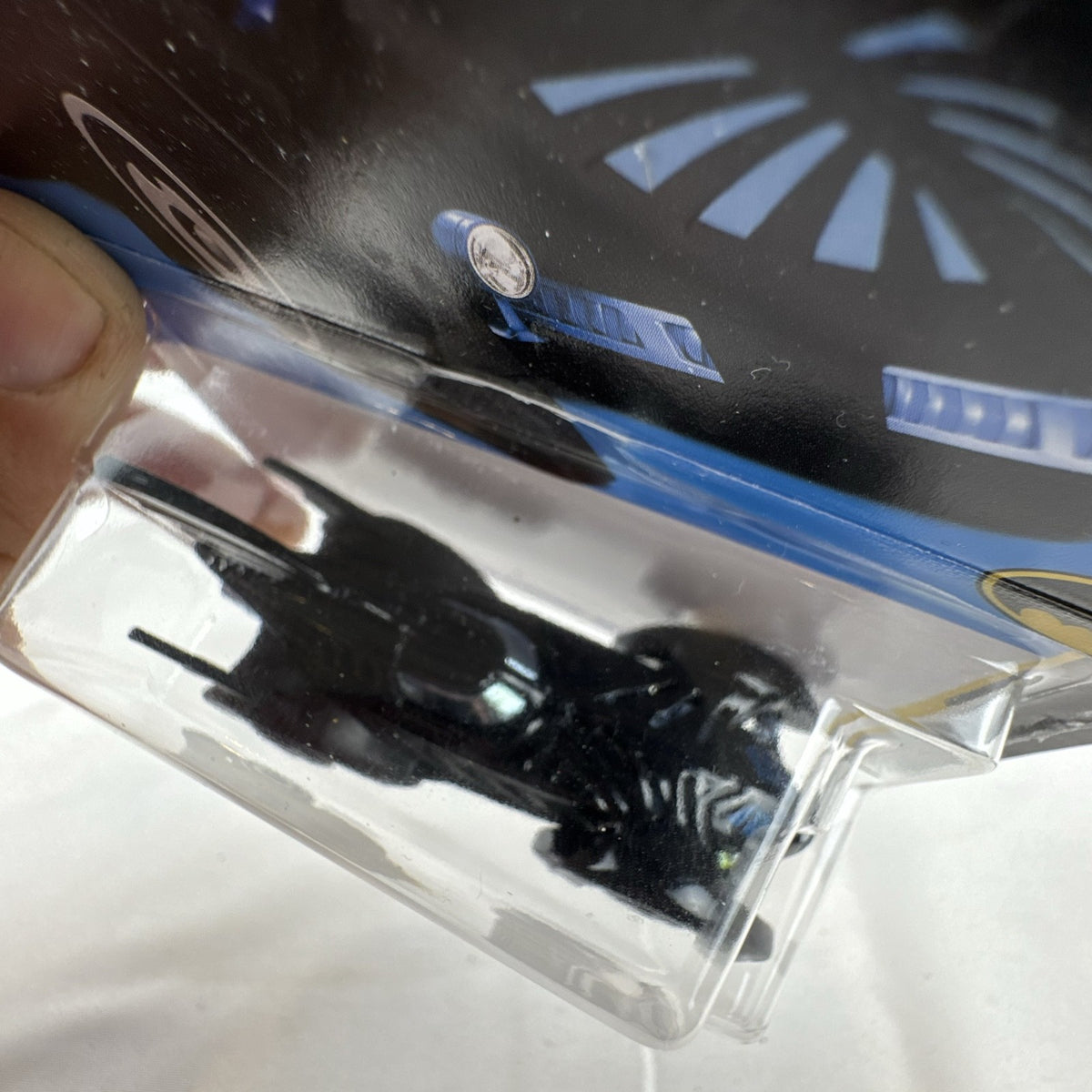 Hot Wheels 1:64 scale Batman Forever Batmobile diecast car in satin black, factory sealed on original card package.
