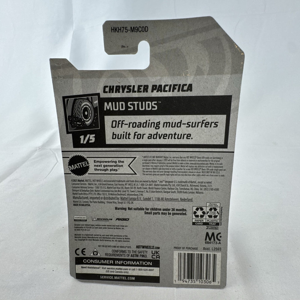 Hot Wheels Mud Studs Chrysler Pacifica off-road minivan 1:64 scale diecast model in original blister packaging