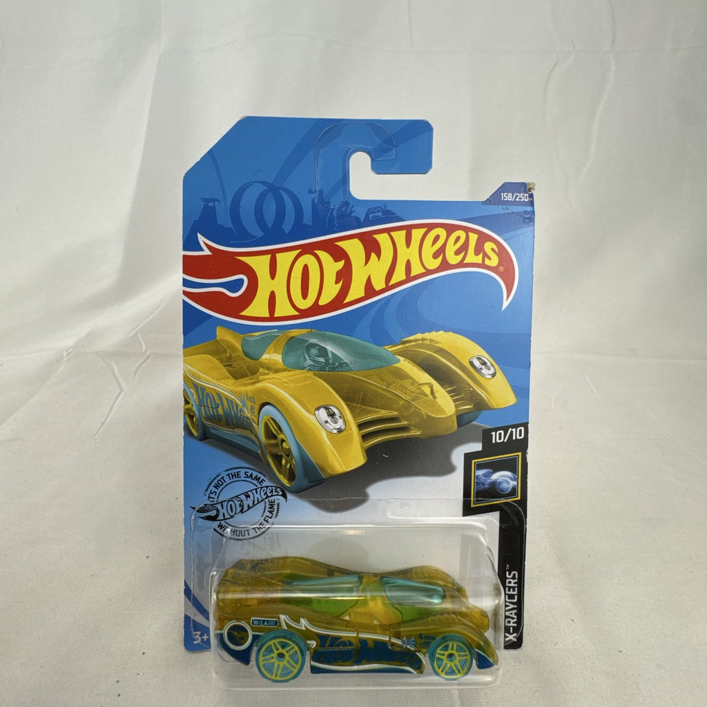Sealed 2018 Hot Wheels Power Pistons X-Raycers translucent yellow 1:64 scale diecast car on original card