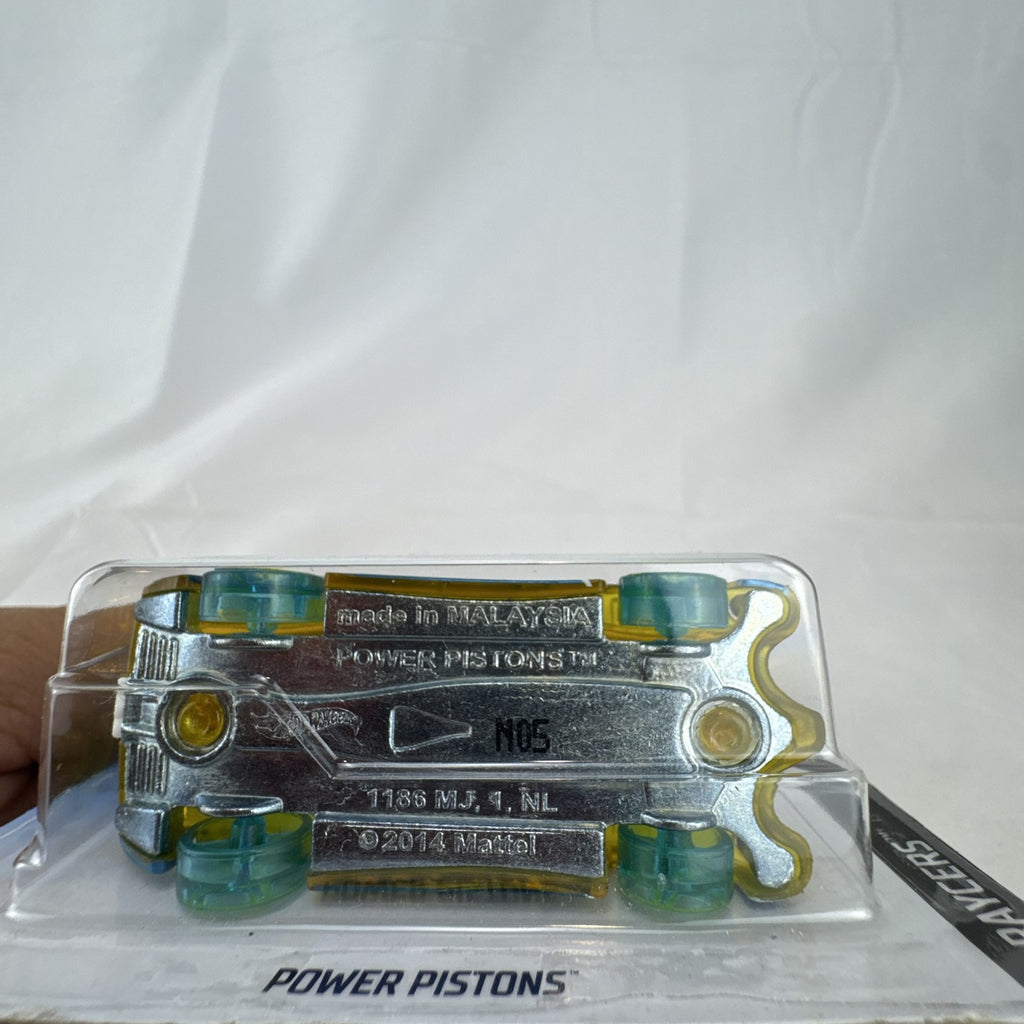 Sealed 2018 Hot Wheels Power Pistons X-Raycers translucent yellow 1:64 scale diecast car on original card