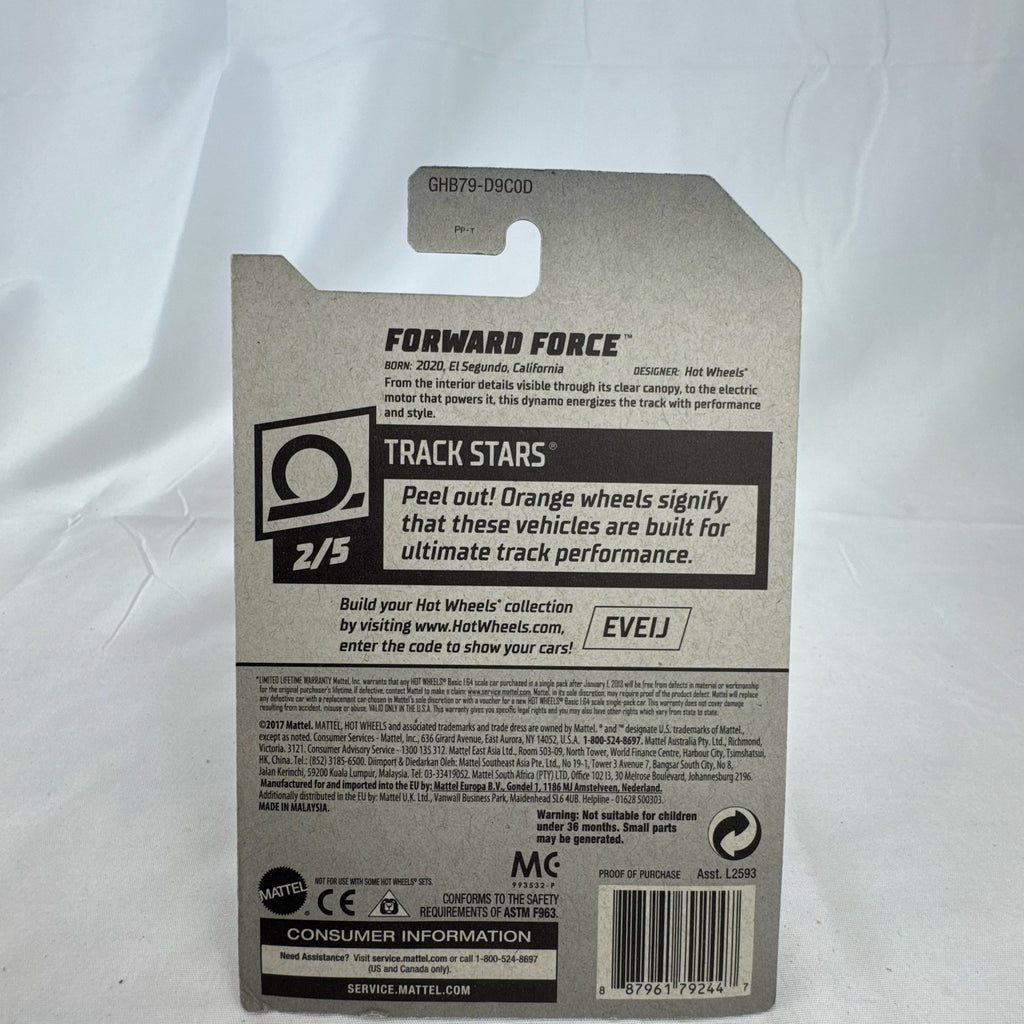Sealed 2020 Hot Wheels 1:64 scale Forward Force diecast car in translucent red on original blister card