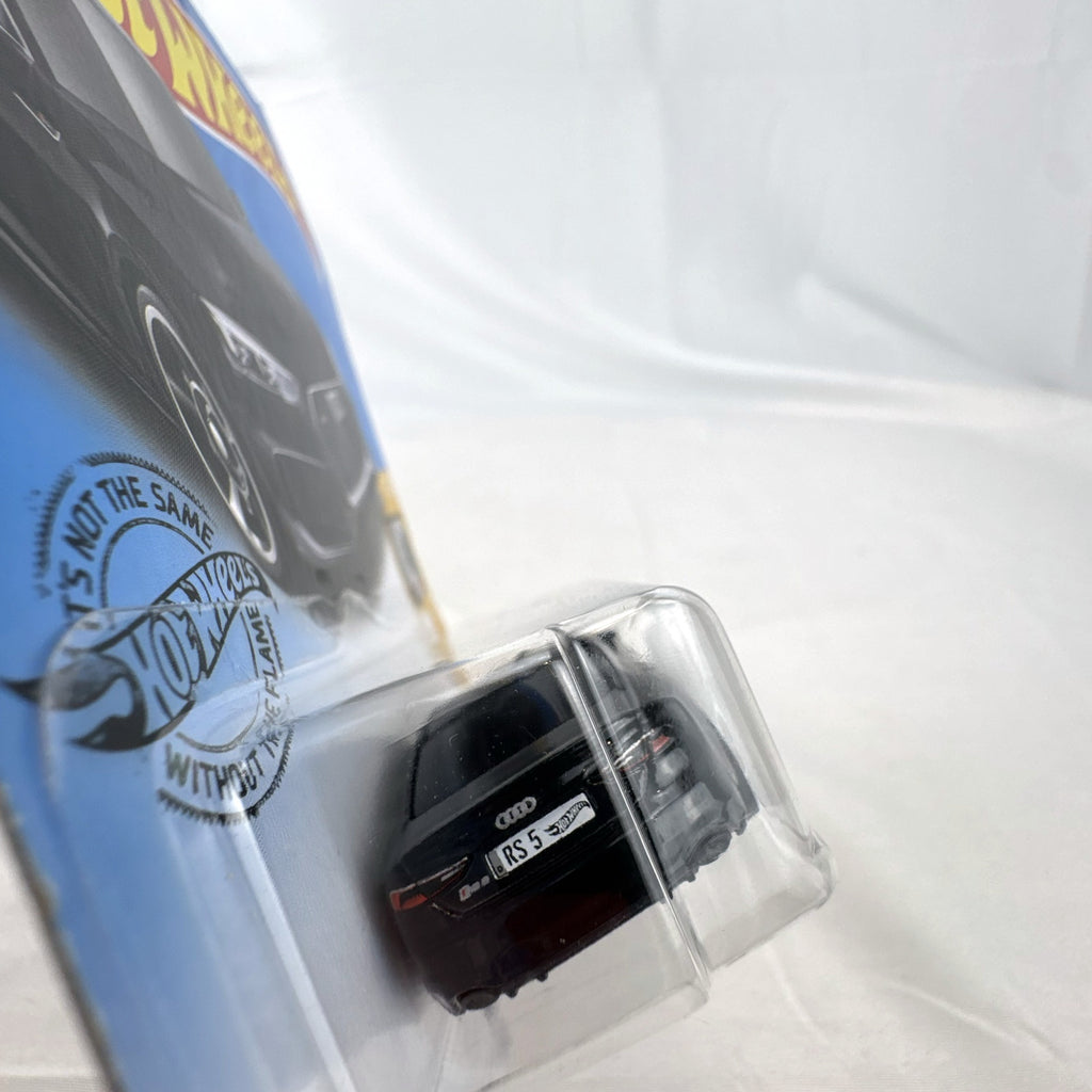 Hot Wheels 1:64 scale diecast Audi RS 5 Coupe model car in black on original HW Turbo card