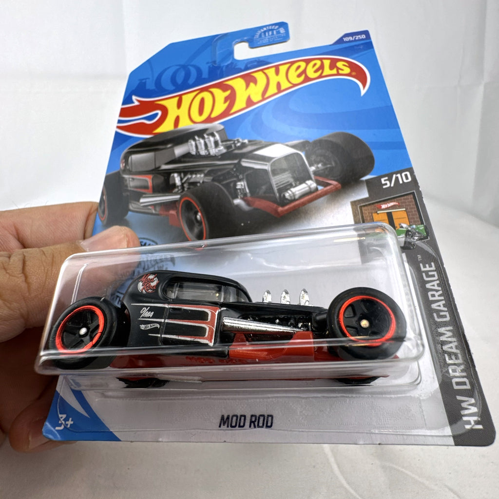 Hot Wheels Mod Rod 1:64 scale diecast hot rod in matte black from HW Dream Garage series sealed on card