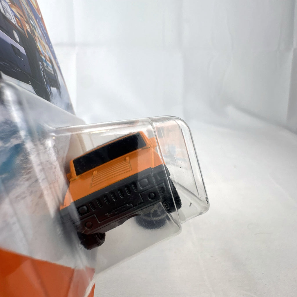 Matchbox 1:72 scale Hummer H2 SUV Concept diecast vehicle in orange MBX Coastal Marine Rescue graphics packaging.