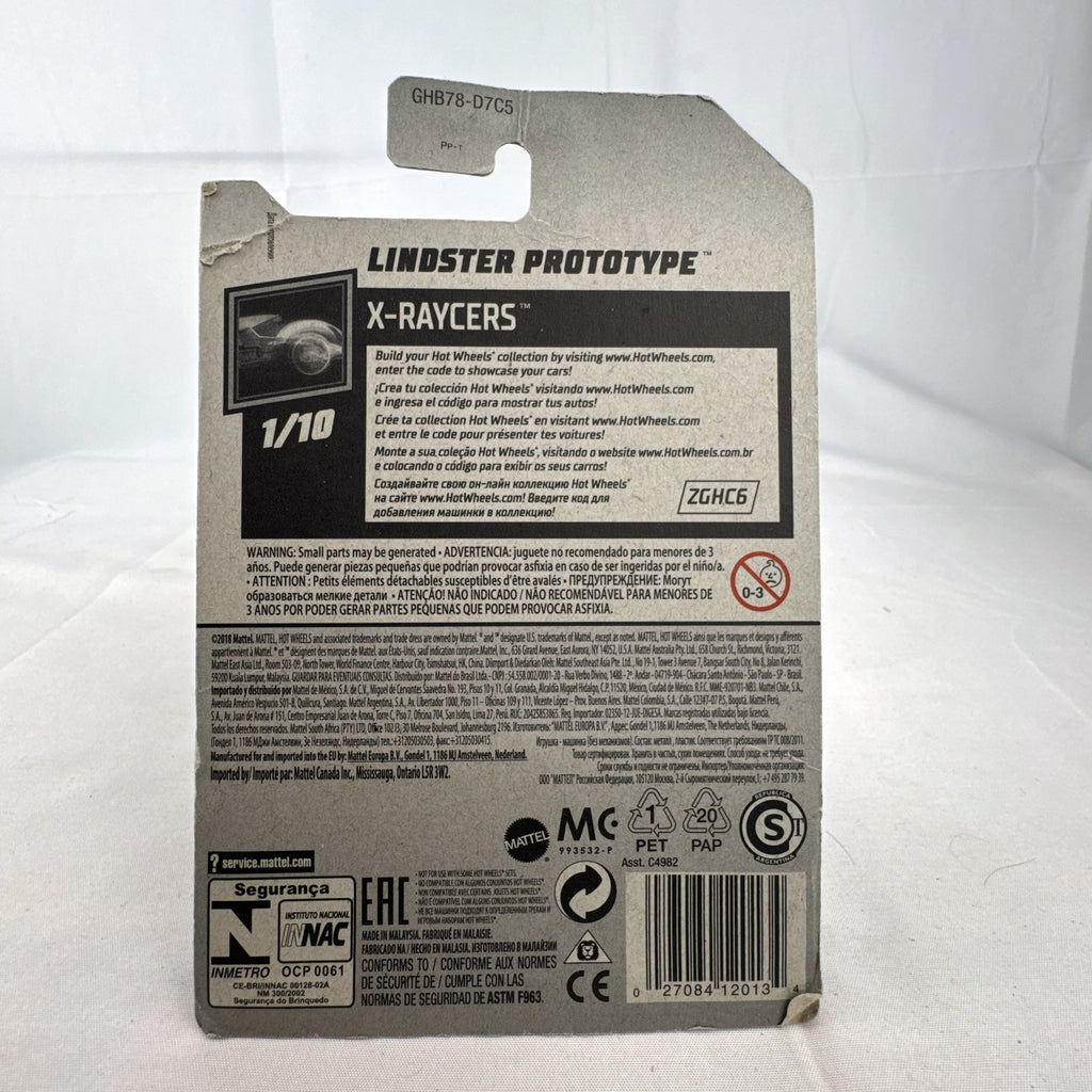 Hot Wheels Lindster Prototype 1:64 scale diecast car in translucent red sealed on original X-Raycers cardback