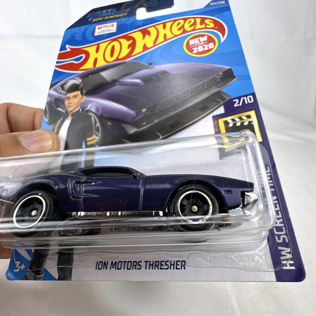 Hot Wheels 1:64 scale Ion Motors Thresher in metallic purple from Fast & Furious Spy Racers on original cardback