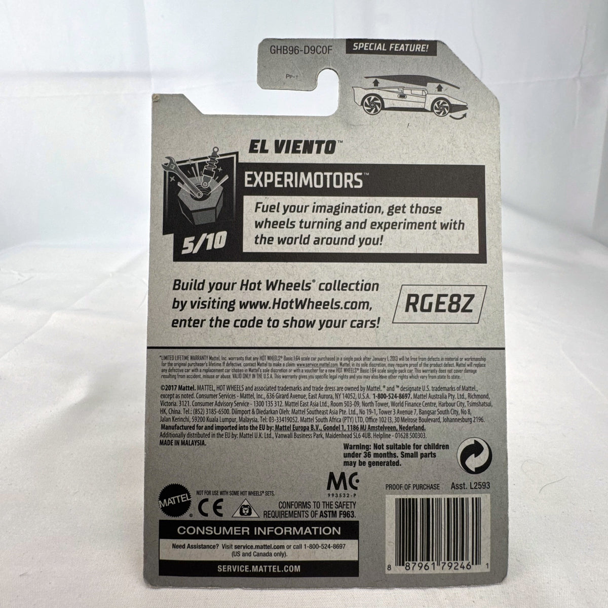 Hot Wheels 1:64 scale El Viento diecast car in translucent green from the Experimotors series sealed on card.