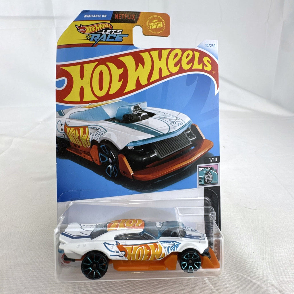 Hot Wheels Mod Speeder 1:64 scale white diecast car sealed in original HW Modified card packaging.