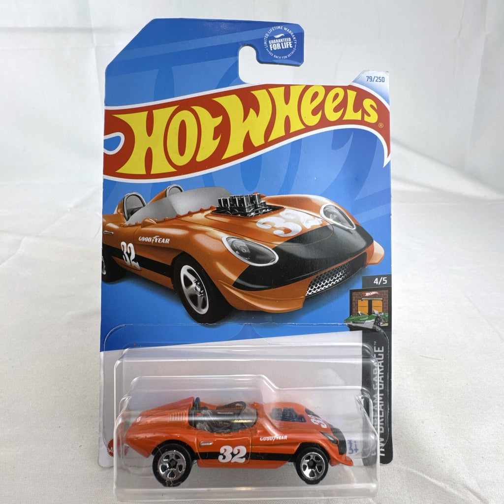 Hot Wheels Glory Chaser 1:64 scale diecast car in orange Goodyear racing livery sealed on original card.