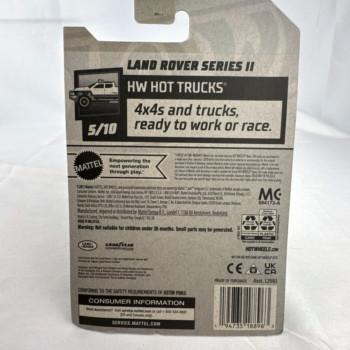 Hot Wheels 1:64 scale blue Land Rover Series II diecast truck factory sealed on original blister card