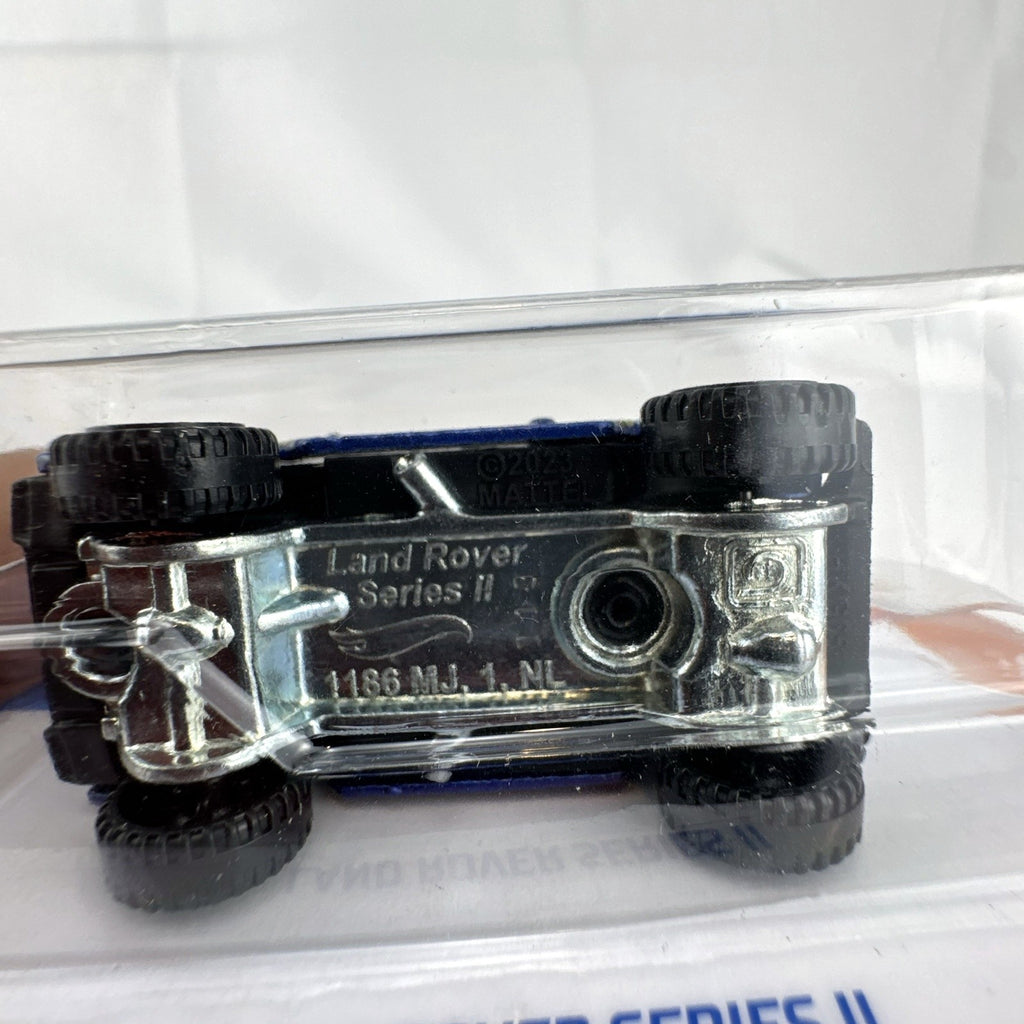 Hot Wheels 1:64 scale blue Land Rover Series II diecast truck factory sealed on original blister card