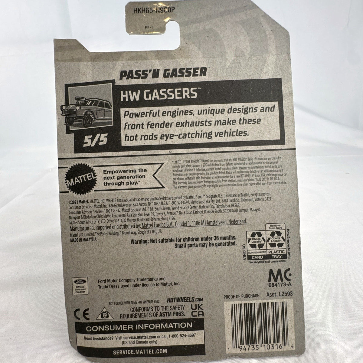 Hot Wheels 1:64 Pass'N Gasser diecast hot rod in metallic copper sealed on card