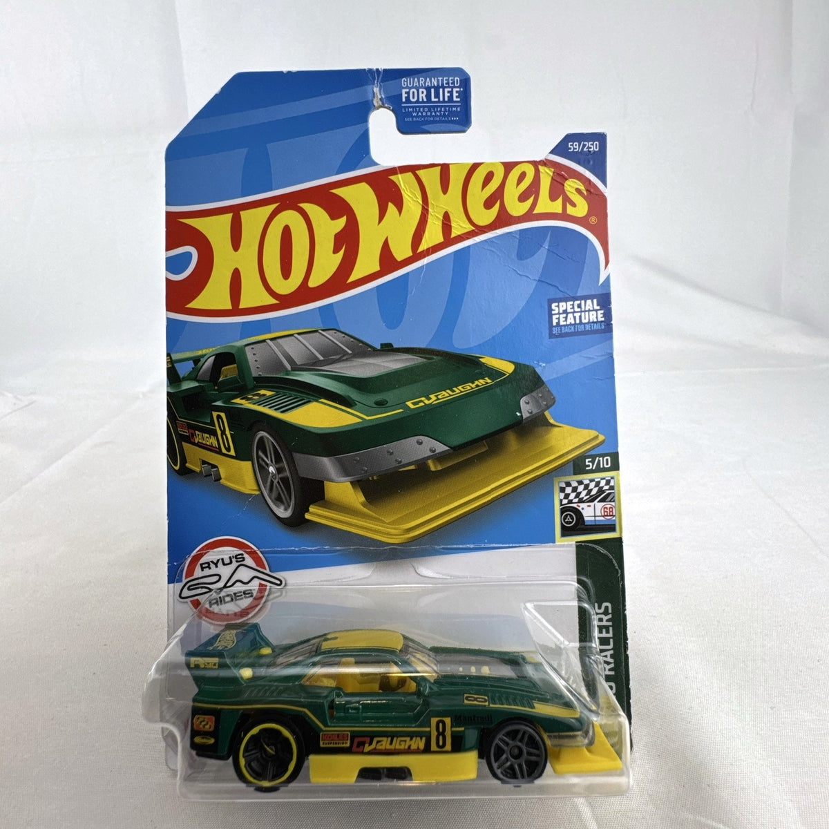 Factory sealed 2022 Hot Wheels GT-Scorcher 1:64 scale diecast car in green with Ryu Asada card art