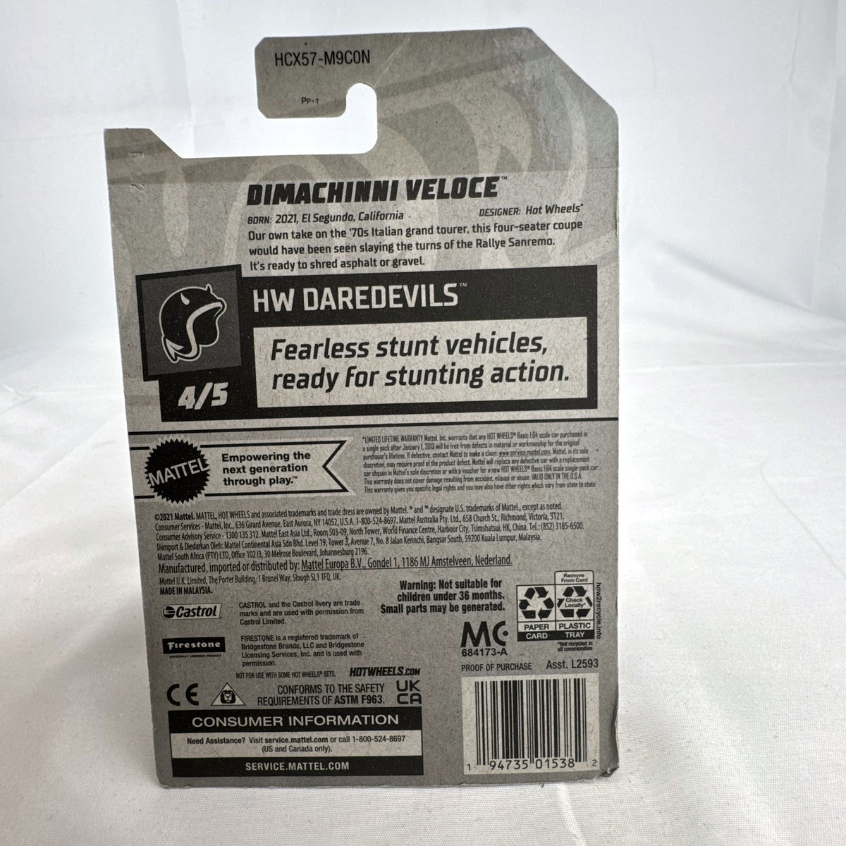 Hot Wheels 1:64 scale Dimachinni Veloce red diecast rally car sealed on 2022 HW Daredevils blister card.