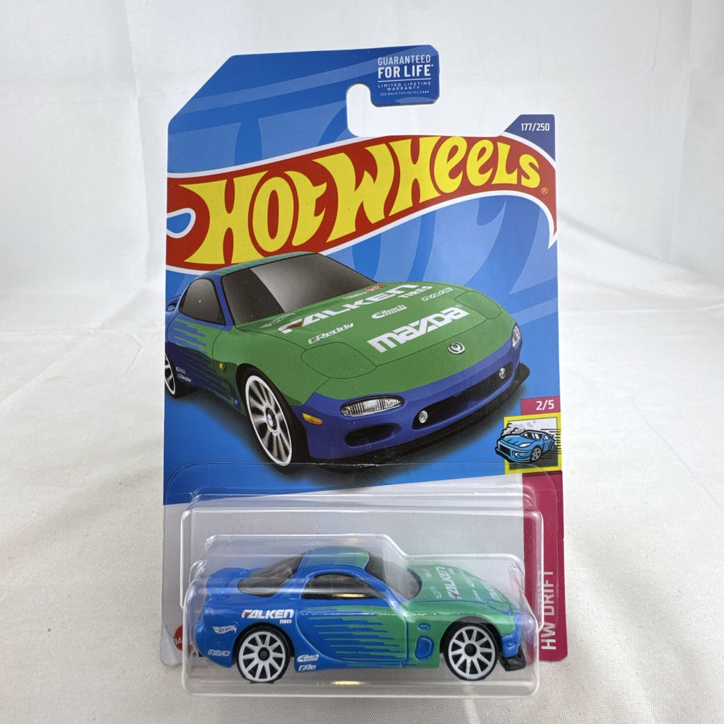 Hot Wheels 1995 Mazda RX-7 Falken Tires edition 1:64 scale diecast car factory sealed on packaging card.