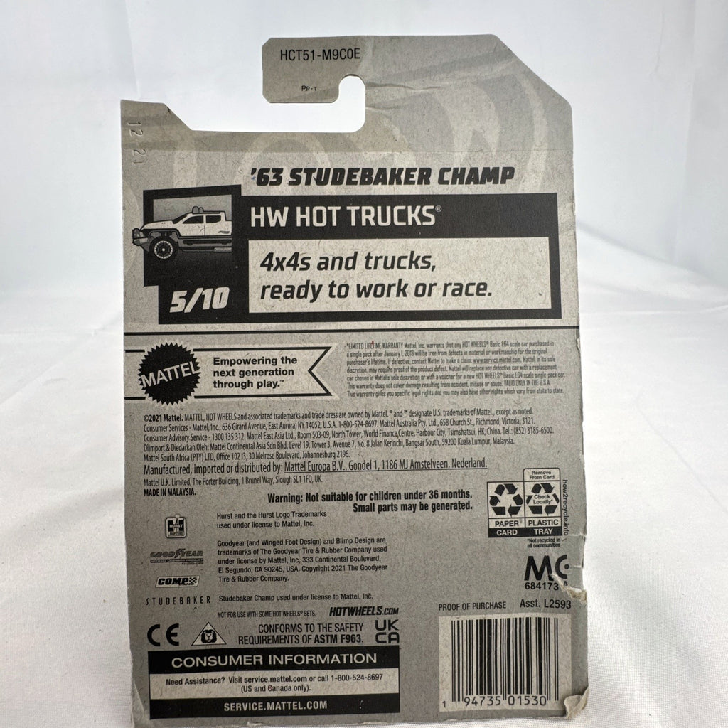 Hot Wheels 1963 Studebaker Champ pickup truck 1:64 scale diecast in original unopened blister pack