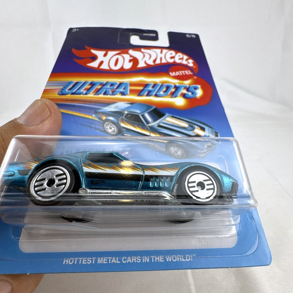 Hot Wheels Ultra Hots 1969 Chevrolet COPO Corvette 1:64 scale metallic blue diecast car packaged on card