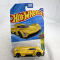 Hot Wheels 1:64 scale Cadillac Project GTP Hypercar in yellow, factory sealed on original blister card.
