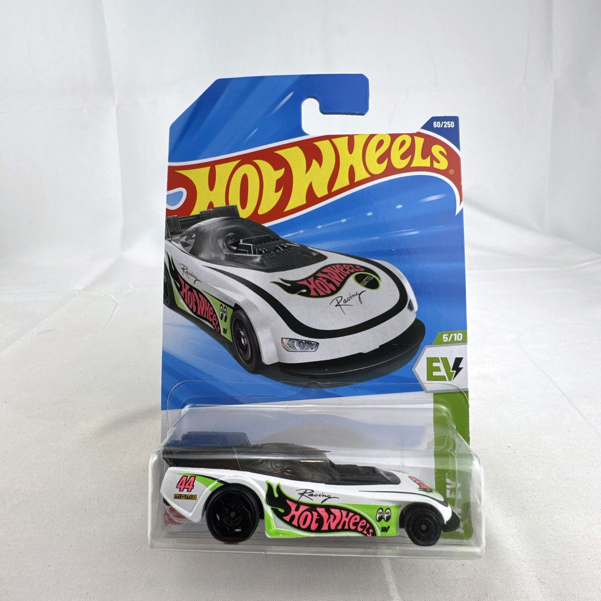 Hot Wheels 1:64 scale Supercharged white electric race car diecast sealed in original 2024 blister card packaging