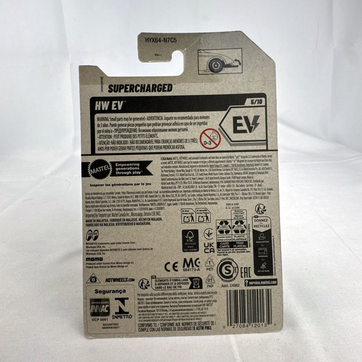 Hot Wheels 1:64 scale Supercharged white electric race car diecast sealed in original 2024 blister card packaging