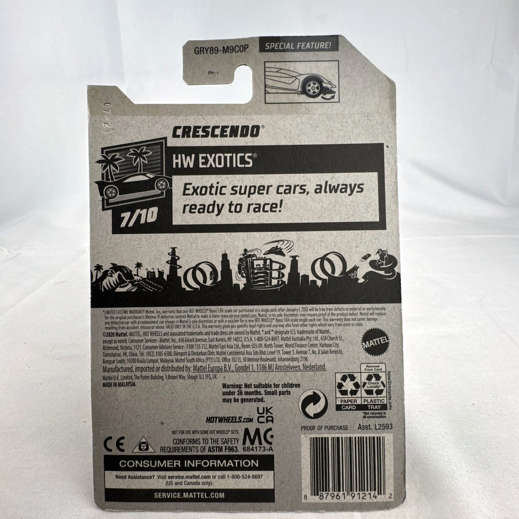 Factory sealed 2021 Hot Wheels Crescendo 1:64 scale yellow diecast supercar in original blister pack