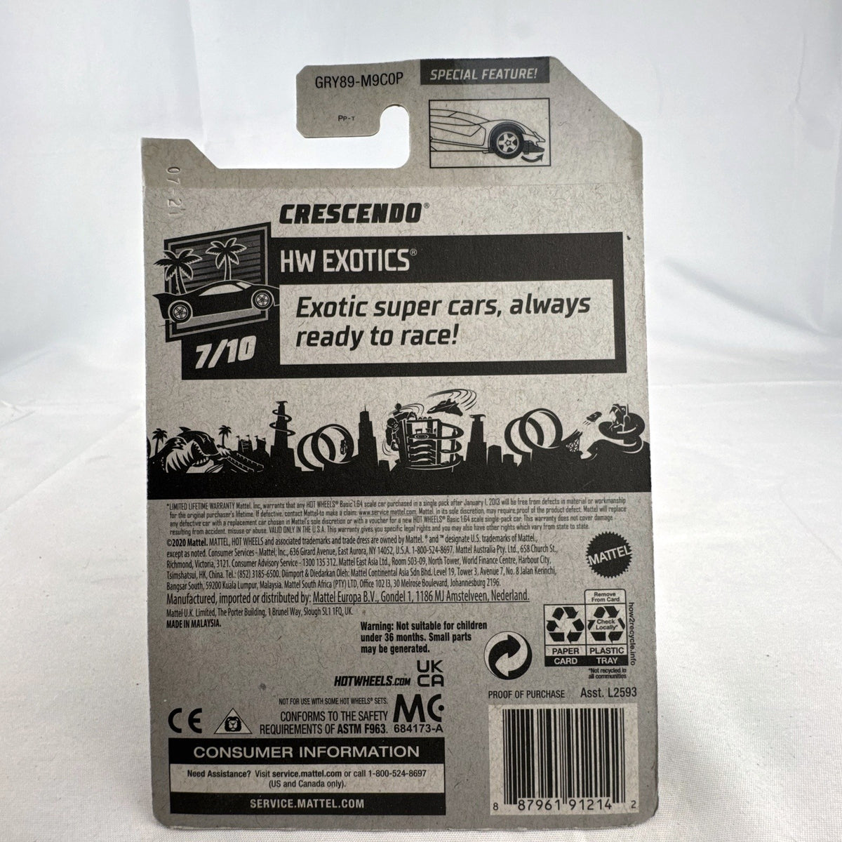 Factory sealed 2021 Hot Wheels Crescendo 1:64 scale yellow diecast supercar in original blister pack