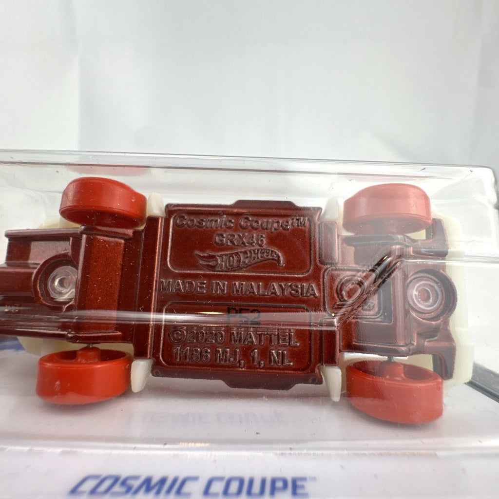 Hot Wheels Cosmic Coupe 1:64 scale translucent clear red X-Raycers diecast car on original unopened packaging card.