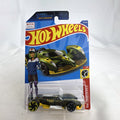 Hot Wheels Hyperfin 1:64 diecast stunt car in olive green and yellow on original unopened card.