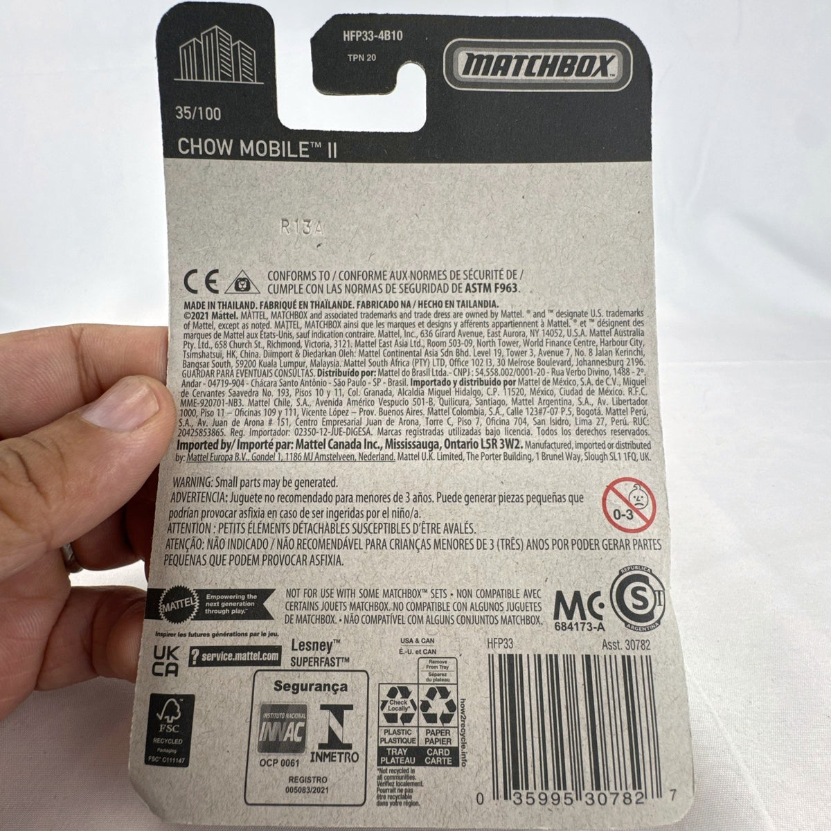 Matchbox Chow Mobile II 1:64 scale diecast burger food truck sealed on original card