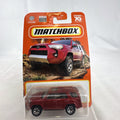 Matchbox 1:64 scale 2018 Toyota 4Runner diecast SUV in metallic red 70th Anniversary blister packaging