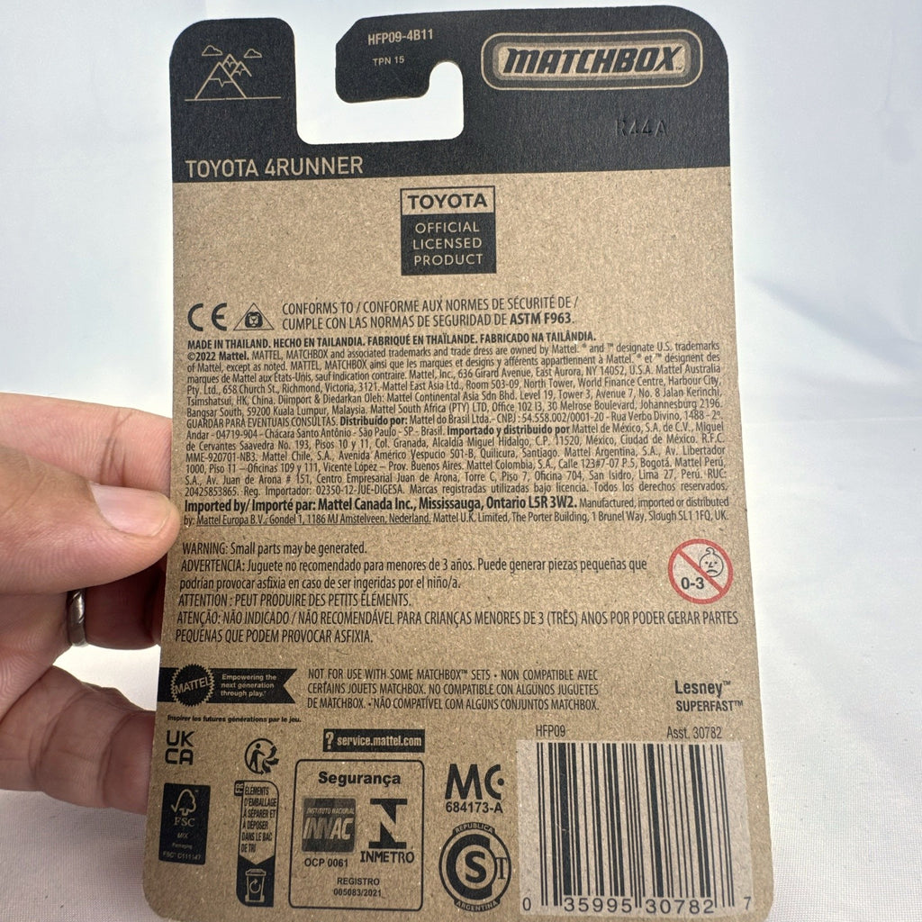 Matchbox 1:64 scale 2018 Toyota 4Runner diecast SUV in metallic red 70th Anniversary blister packaging