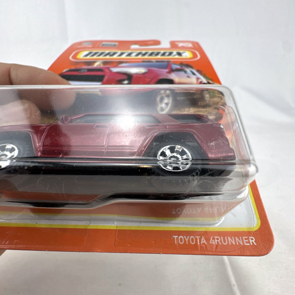 Matchbox 1:64 scale 2018 Toyota 4Runner diecast SUV in metallic red 70th Anniversary blister packaging