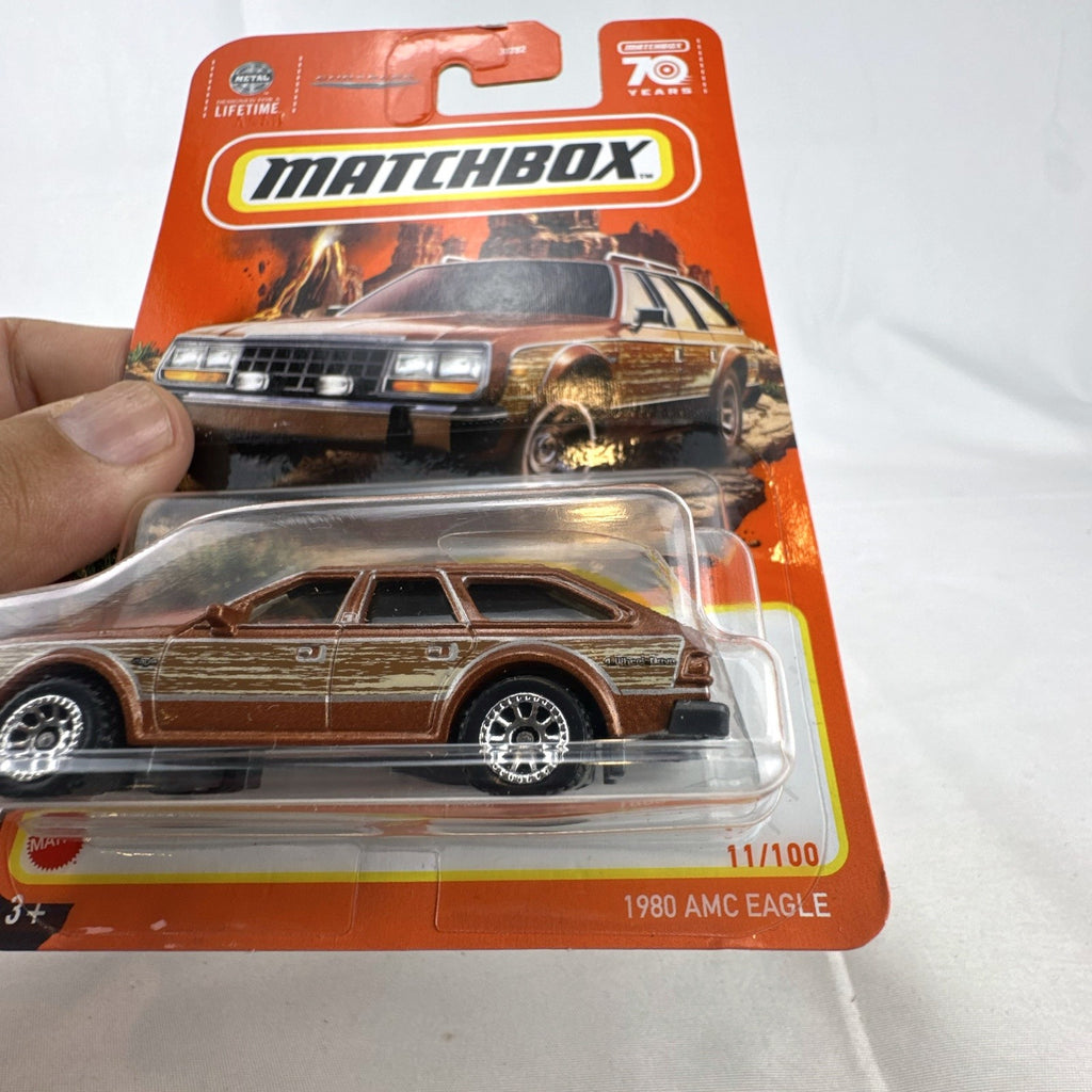 Matchbox 70th Anniversary 1980 AMC Eagle station wagon 1:64 scale metallic brown diecast car sealed on card