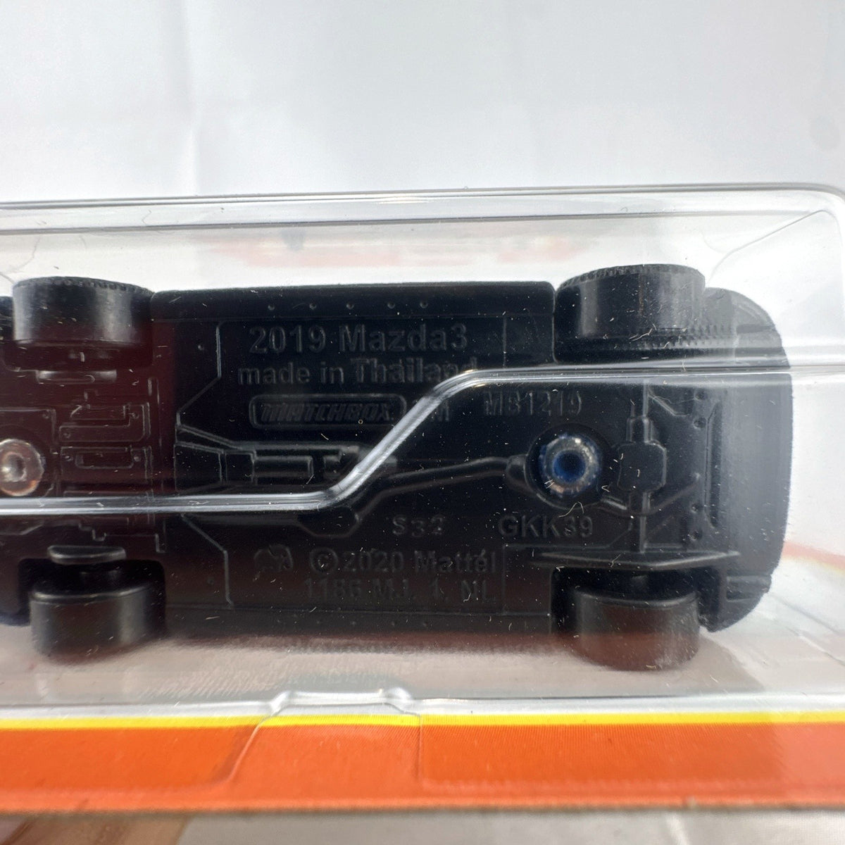 Matchbox 1:64 scale 2019 Mazda 3 Hatchback diecast car in deep blue, factory sealed on original 70th Anniversary card.