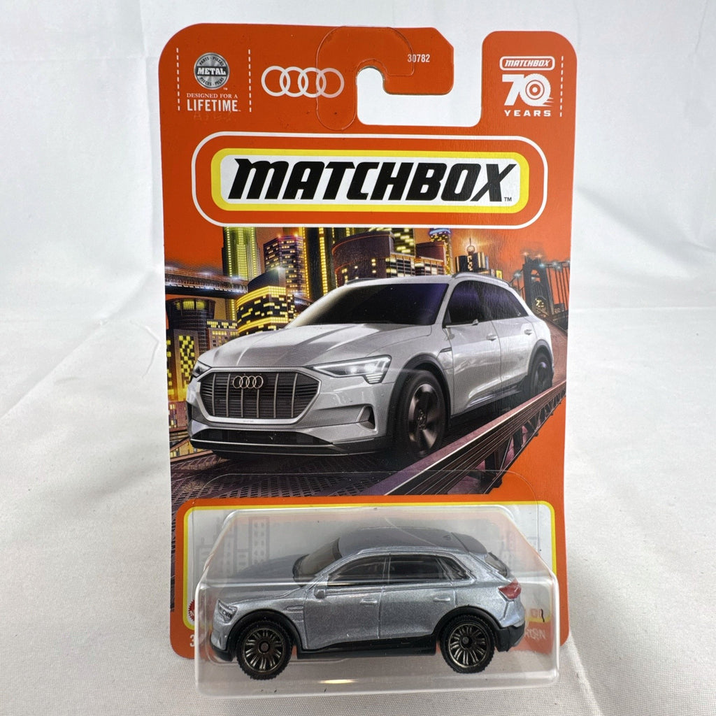 Matchbox 1:64 scale metallic silver Audi e-tron diecast SUV sealed on 70th Anniversary card