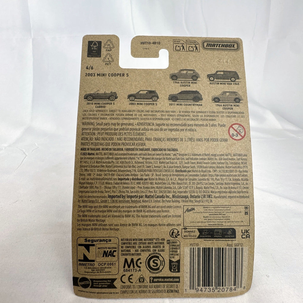 Matchbox 2003 Mini Cooper S 1:64 scale red diecast car factory sealed in original Mini Series packaging.
