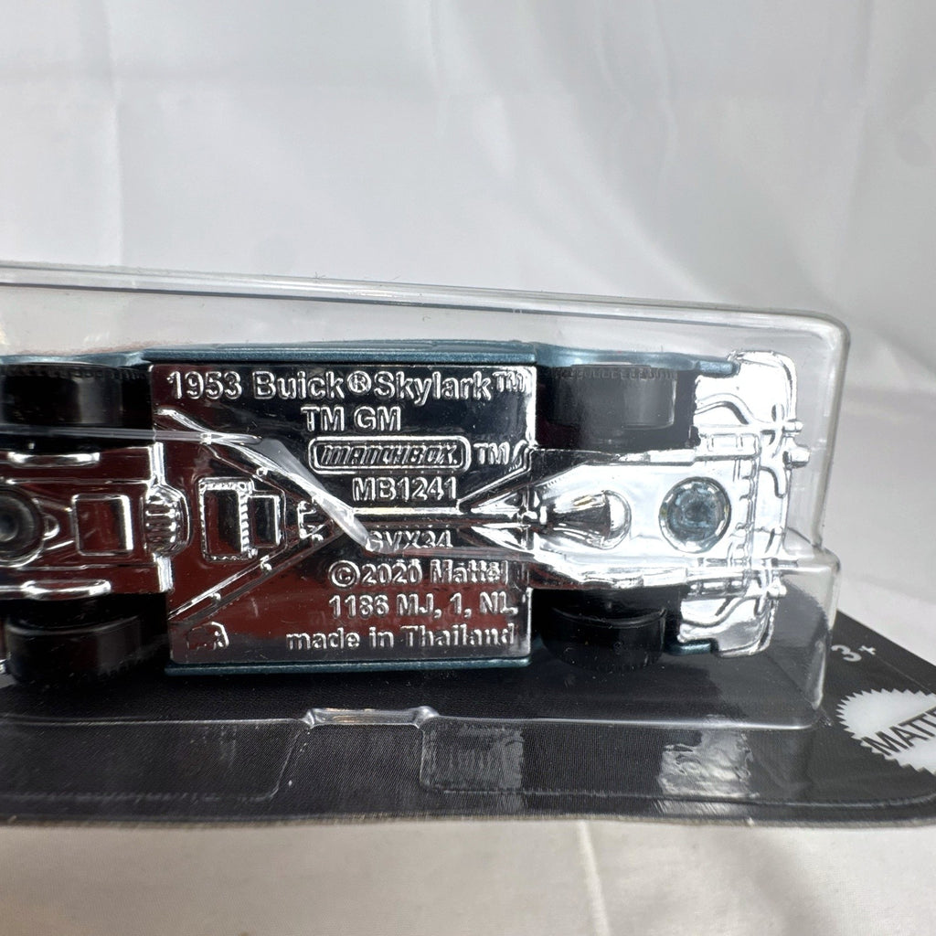 Sealed Matchbox 1:64 scale 1953 Buick Skylark Convertible diecast car in metallic light blue