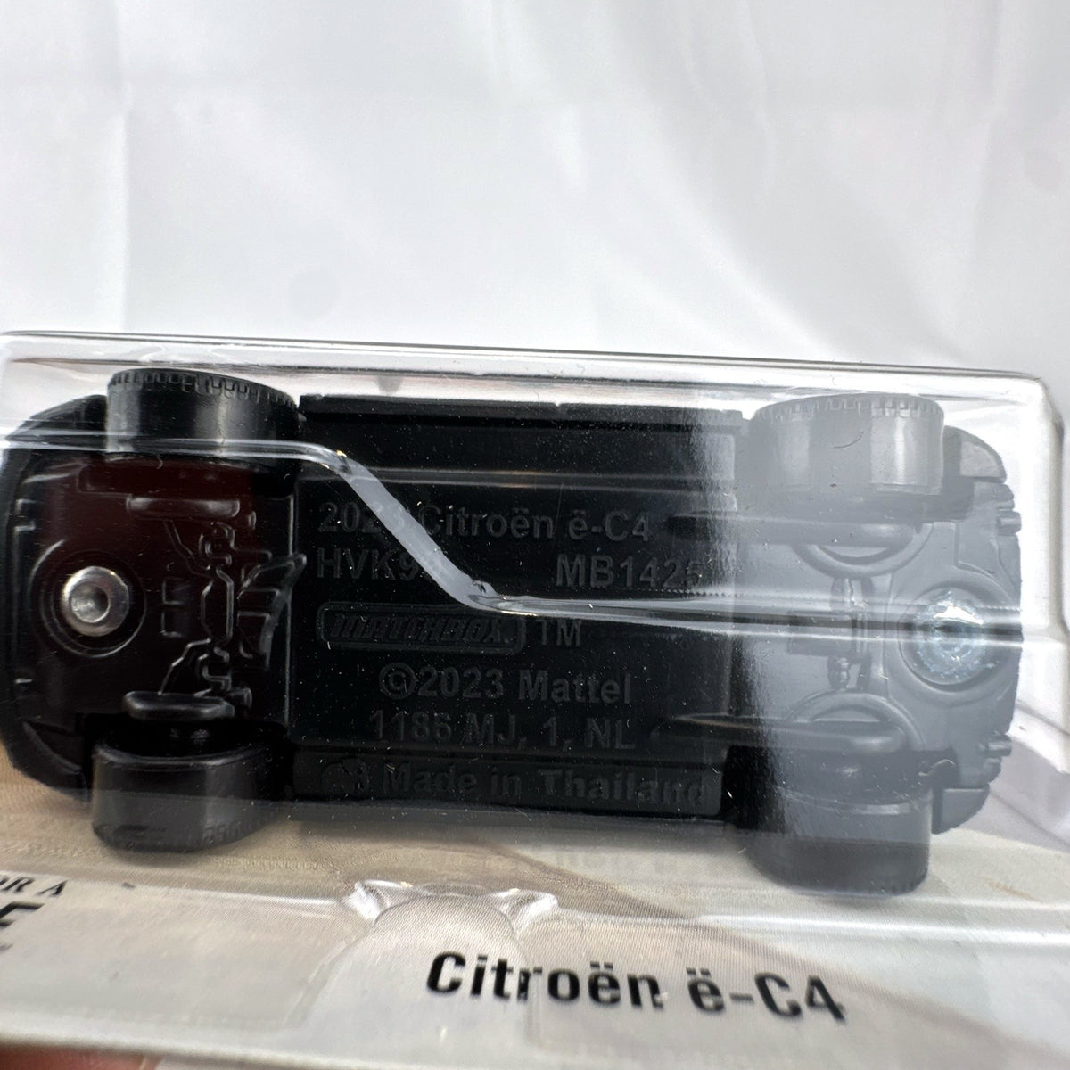 Matchbox 1:64 scale 2023 Citroën ë-C4 diecast car in metallic blue, factory sealed on original card