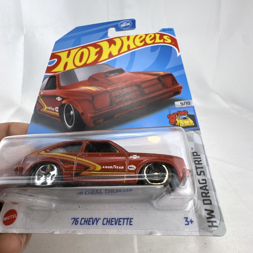 Hot Wheels 1976 Chevrolet Chevette HW Drag Strip 1:64 scale metalflake orange diecast car sealed on card
