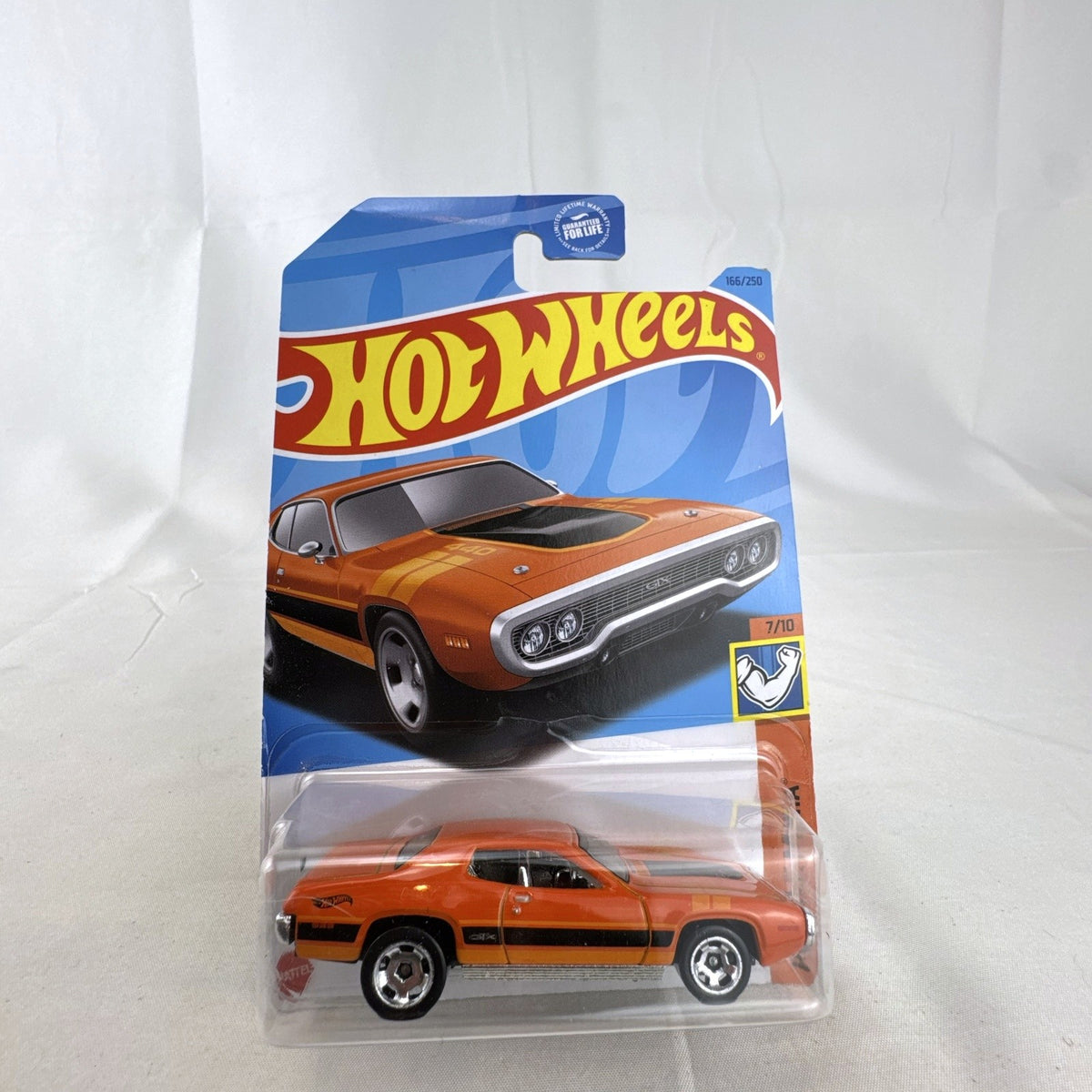 Hot Wheels 1971 Plymouth GTX 1:64 scale diecast car in orange sealed on original card
