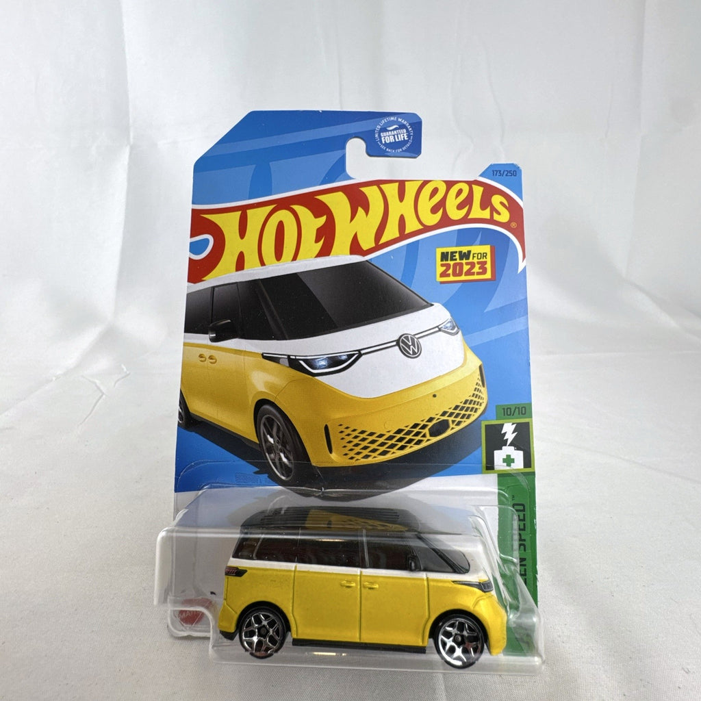 Hot Wheels 1:64 scale Volkswagen ID. Buzz diecast van in yellow and white, factory sealed on original cardback.