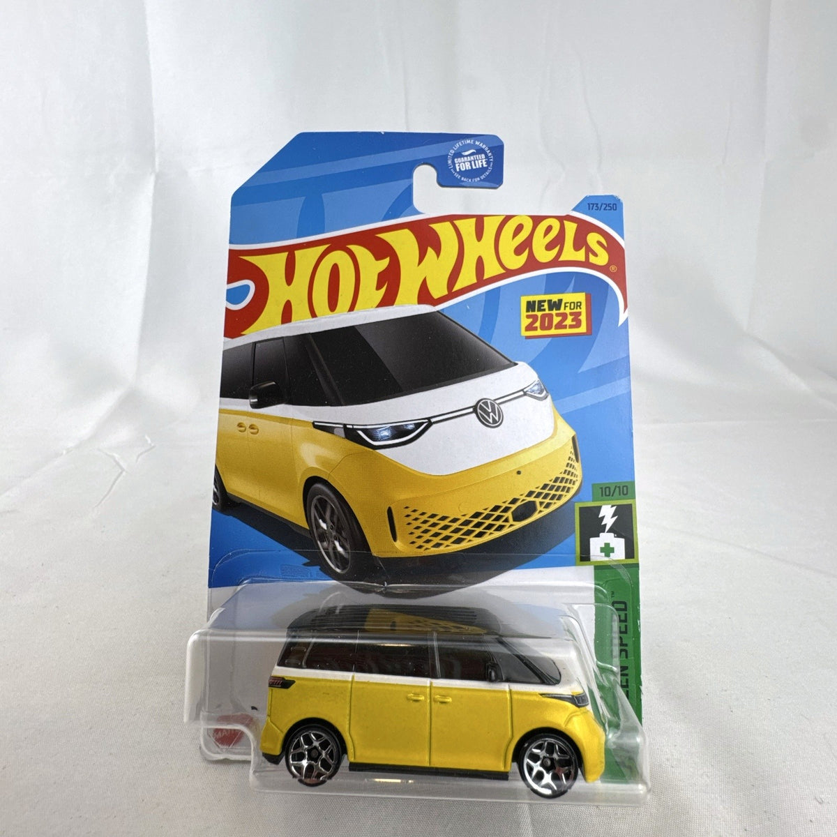 Hot Wheels 1:64 scale Volkswagen ID. Buzz diecast van in yellow and white, factory sealed on original cardback.