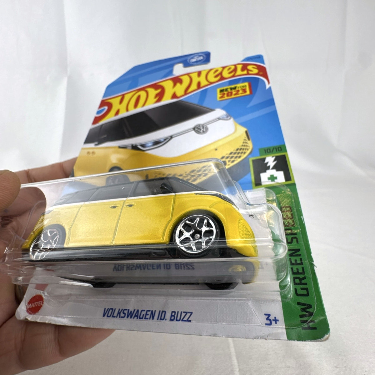 Hot Wheels 1:64 scale Volkswagen ID. Buzz diecast van in yellow and white, factory sealed on original cardback.