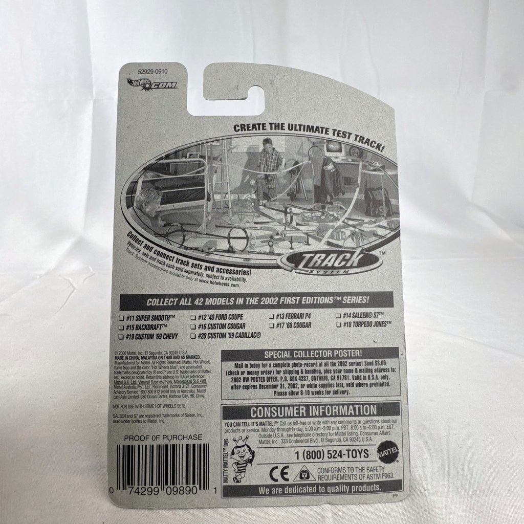Hot Wheels 2002 First Editions Saleen S7 1:64 scale diecast car in metallic silver factory sealed on card