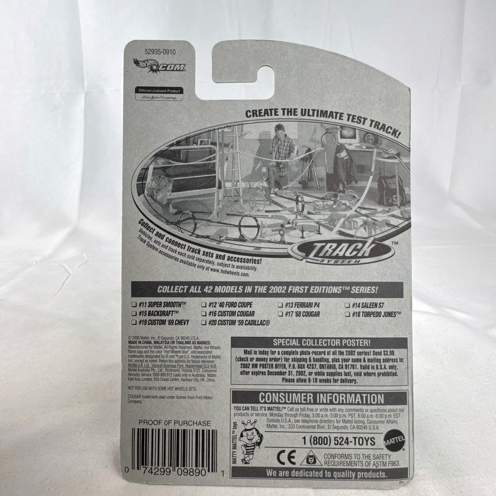 Hot Wheels 2002 First Editions 1968 Mercury Cougar 1:64 diecast car in metallic lime green, sealed on card.