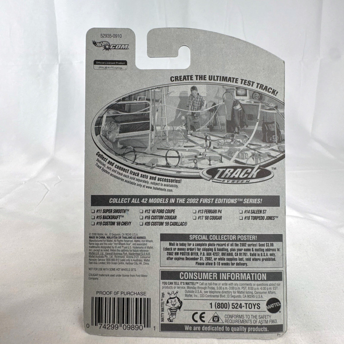 Hot Wheels 2002 First Editions 1968 Mercury Cougar 1:64 diecast car in metallic lime green, sealed on card.