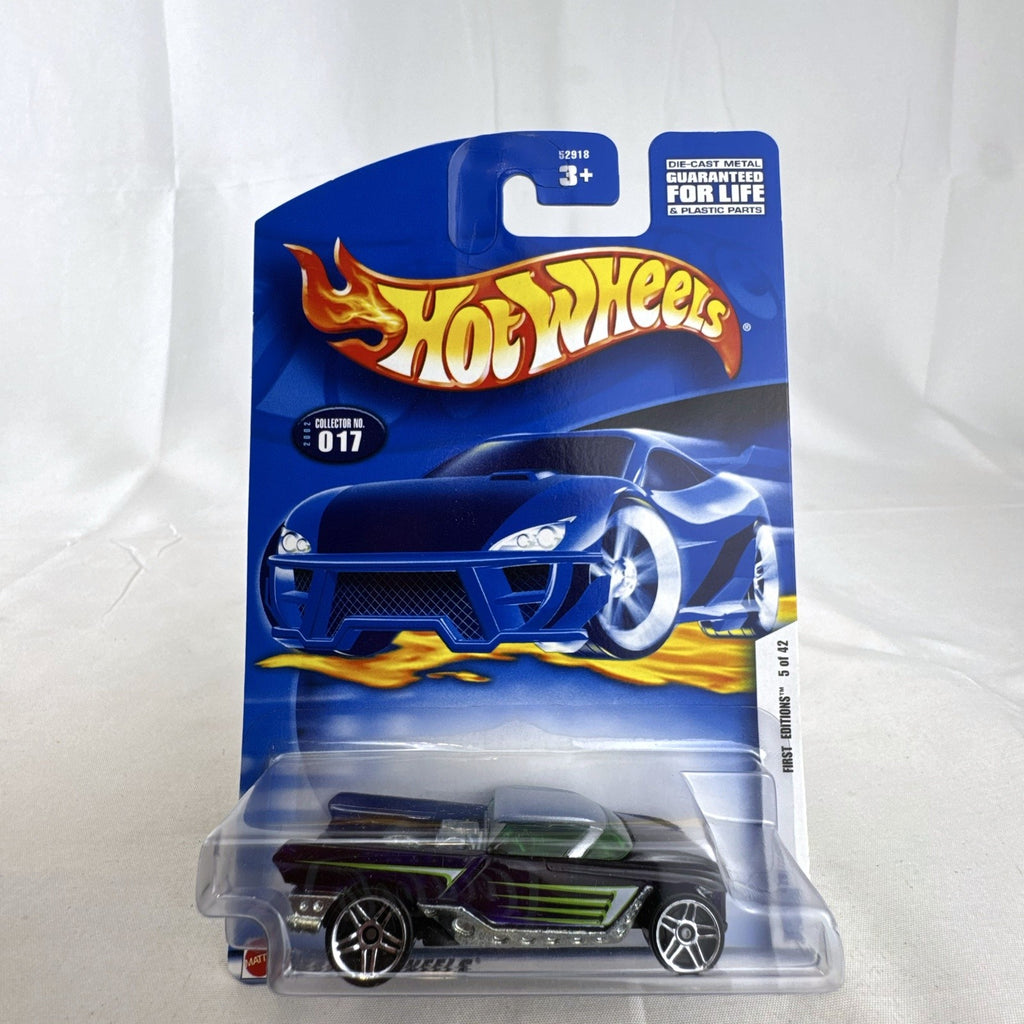 2002 Hot Wheels First Editions Jester 1:64 scale diecast car sealed on card in deep purple and black.