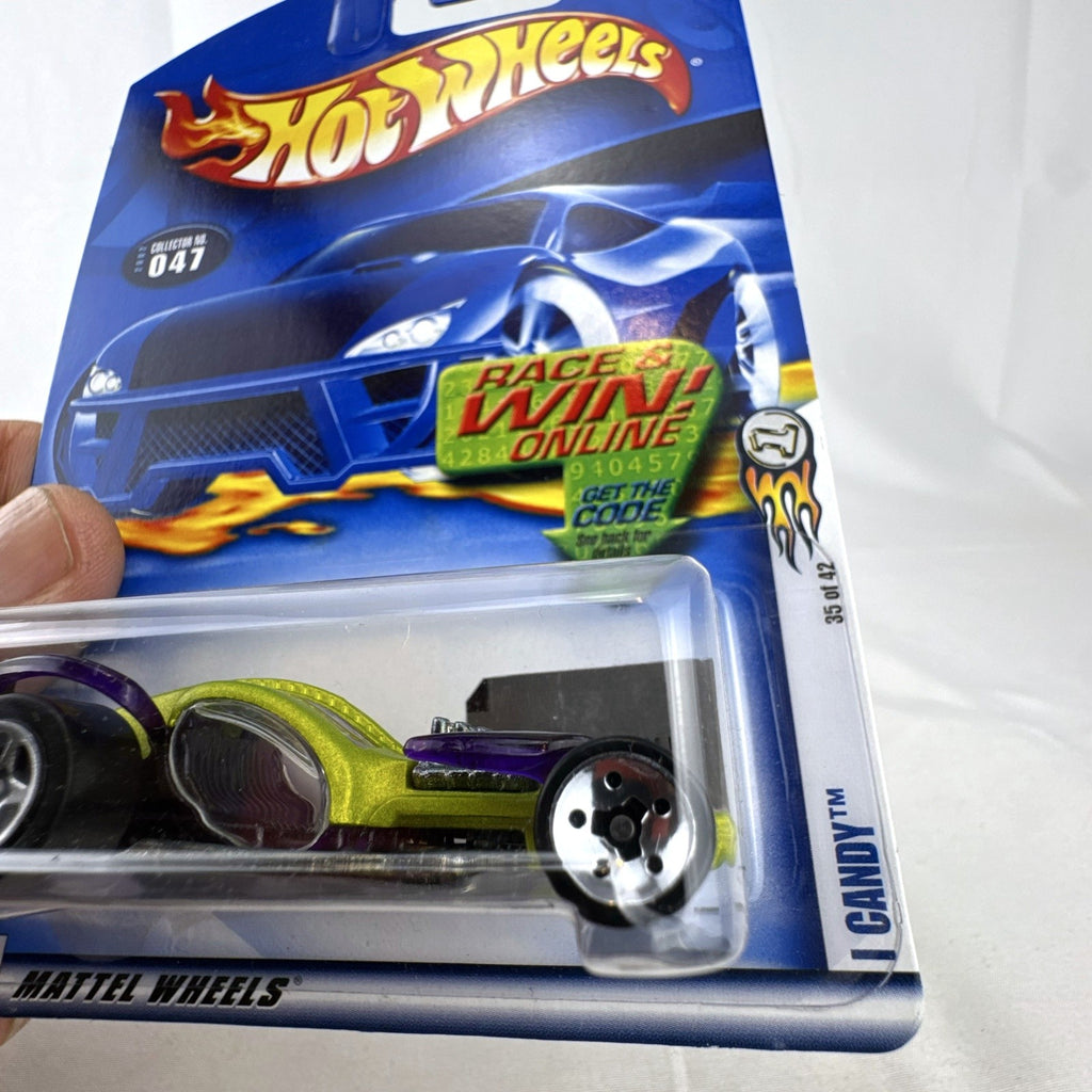 Sealed 2002 Hot Wheels First Editions I Candy 1:64 scale diecast car in lime green