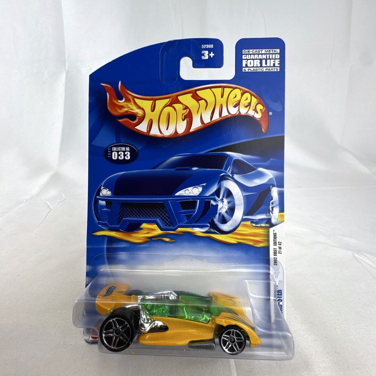 Hot Wheels 2002 First Editions Open Road-Ster yellow diecast car 1:64 scale sealed on card